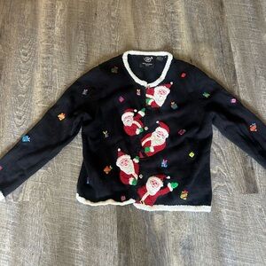 New Michael Simon Black and Cream Sweater